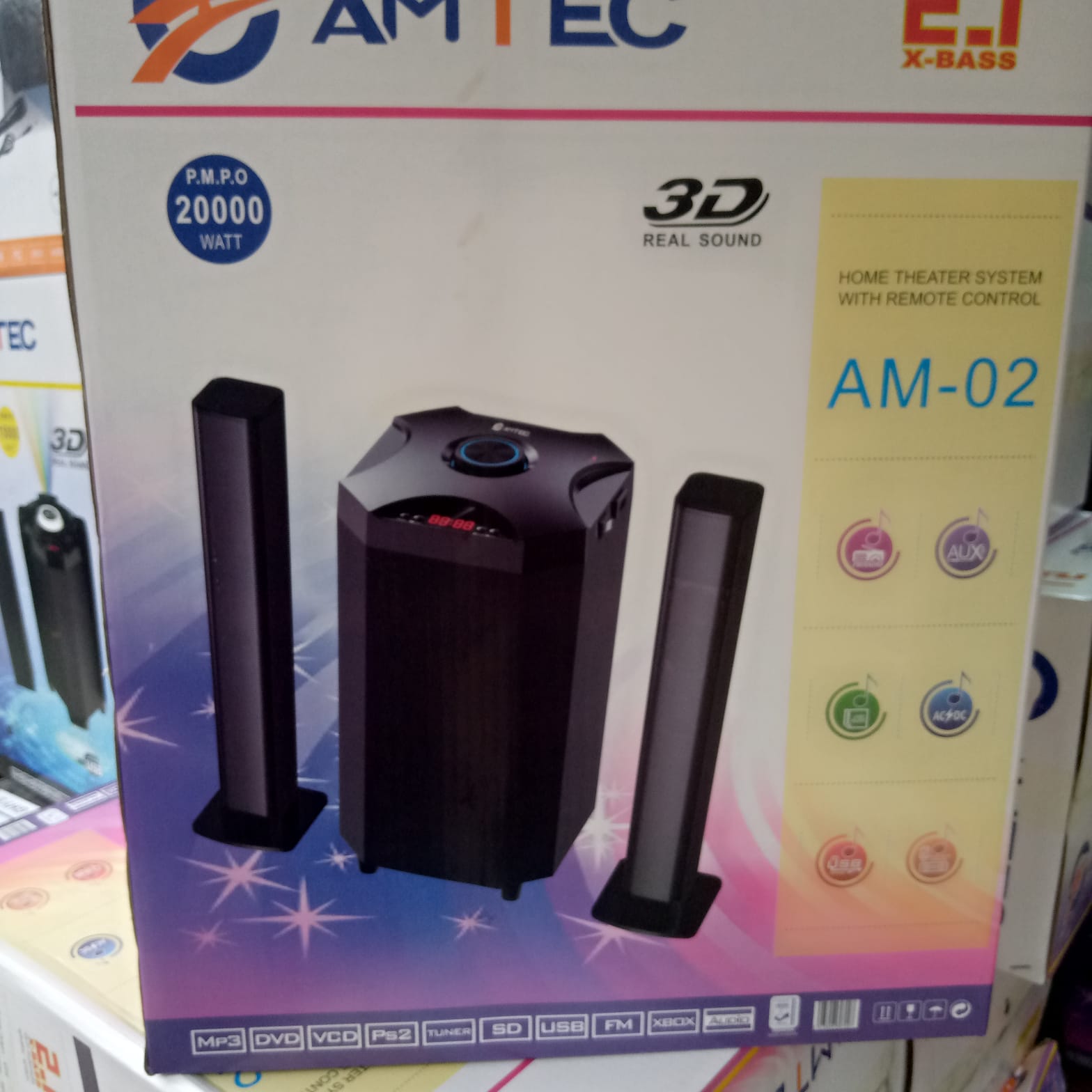 AMTEC 2.1 CH AC/DC HOMETHEATRE SOUND BAR SPEAKER SYSTEM-BT/FM/USB-20,000W