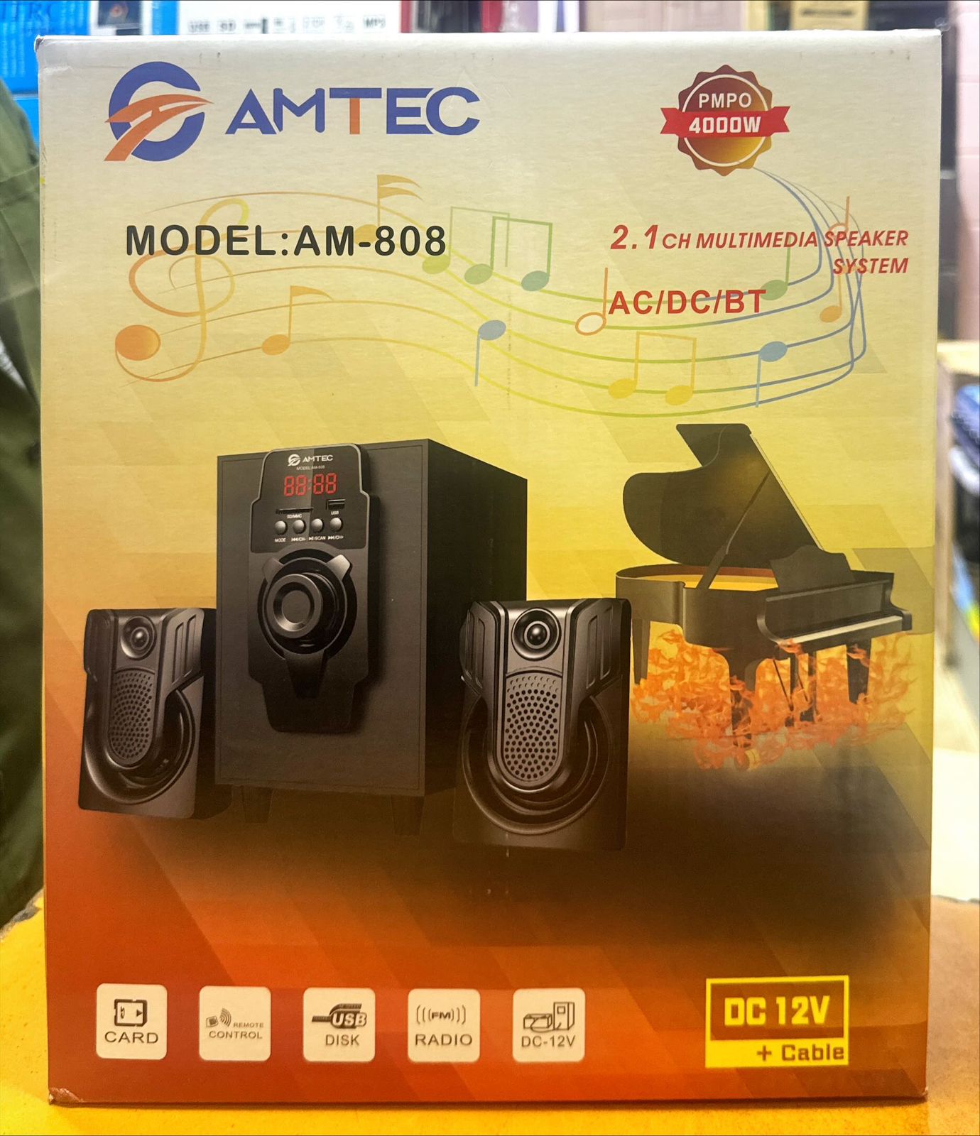 AMTEC 2.1 CH SUBWOOFER HOMETHEATRE SPEAKER SYSTEM-BLUETOOTH/FM/USB-