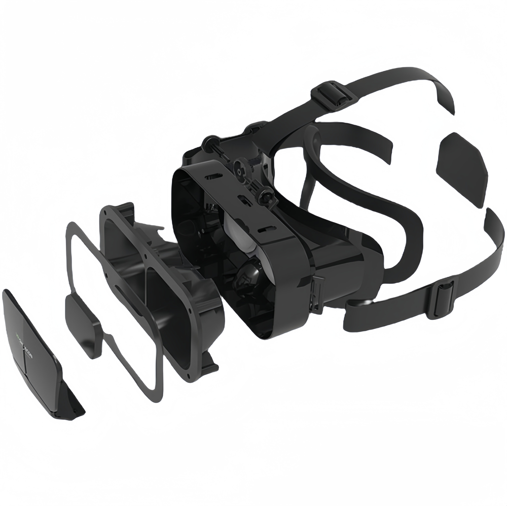 3D VR Glasses Virtual Reality Supports 360° Panorama Large Screen Adjustable Pupil Distance Compatible with 4.7-7.2 Inch Smartphones Suitable for VR Glasses for Movie Games (Black)