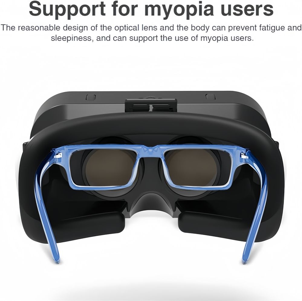 3D VR Glasses Virtual Reality Supports 360° Panorama Large Screen Adjustable Pupil Distance Compatible with 4.7-7.2 Inch Smartphones Suitable for VR Glasses for Movie Games (Black)