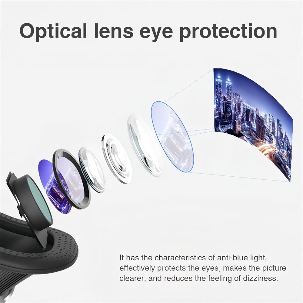 3D VR Glasses Virtual Reality Supports 360° Panorama Large Screen Adjustable Pupil Distance Compatible with 4.7-7.2 Inch Smartphones Suitable for VR Glasses for Movie Games (Black)