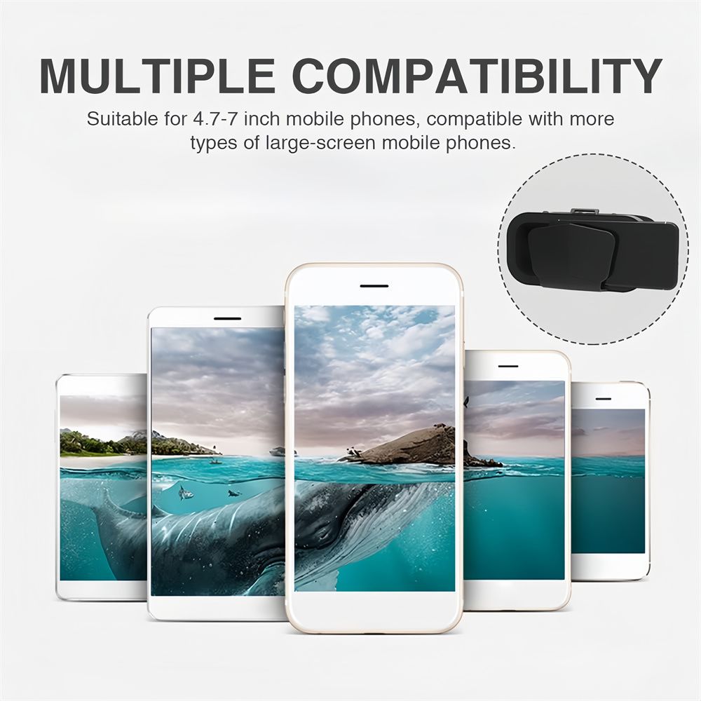 3D VR Glasses Virtual Reality Supports 360° Panorama Large Screen Adjustable Pupil Distance Compatible with 4.7-7.2 Inch Smartphones Suitable for VR Glasses for Movie Games (Black)