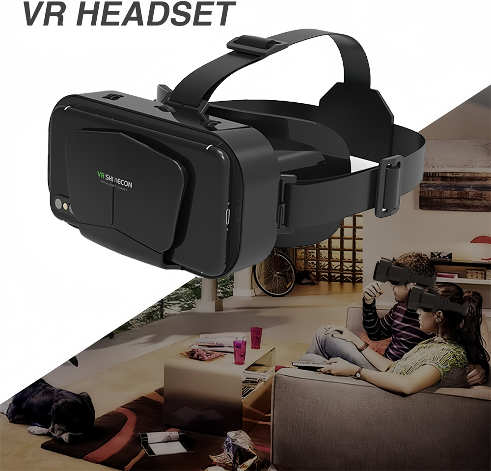 3D VR Glasses Virtual Reality Supports 360° Panorama Large Screen Adjustable Pupil Distance Compatible with 4.7-7.2 Inch Smartphones Suitable for VR Glasses for Movie Games (Black)
