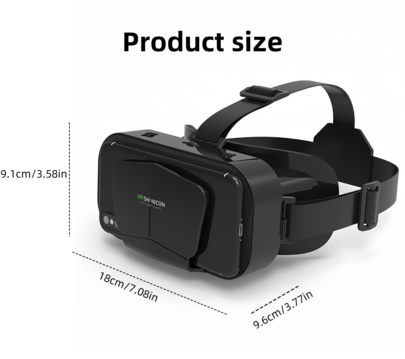 3D VR Glasses Virtual Reality Supports 360° Panorama Large Screen Adjustable Pupil Distance Compatible with 4.7-7.2 Inch Smartphones Suitable for VR Glasses for Movie Games (Black)