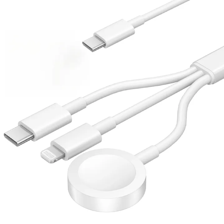 USB C Watch Charger, 3 in 1 Phone 15 USB C for iWatch Charger Lightning Data Cable Fast Charging Charger, 4ft Cable with 12W Port Travel Charger for Watch SE/SE2/9/8/7/6/5/4, for Phone 14/13/12 /11