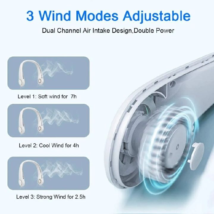 New Mini Neck Fan USB rechargeable Handheld fan without blades USB fan Portable Hand-held fan fashion Hand held fan