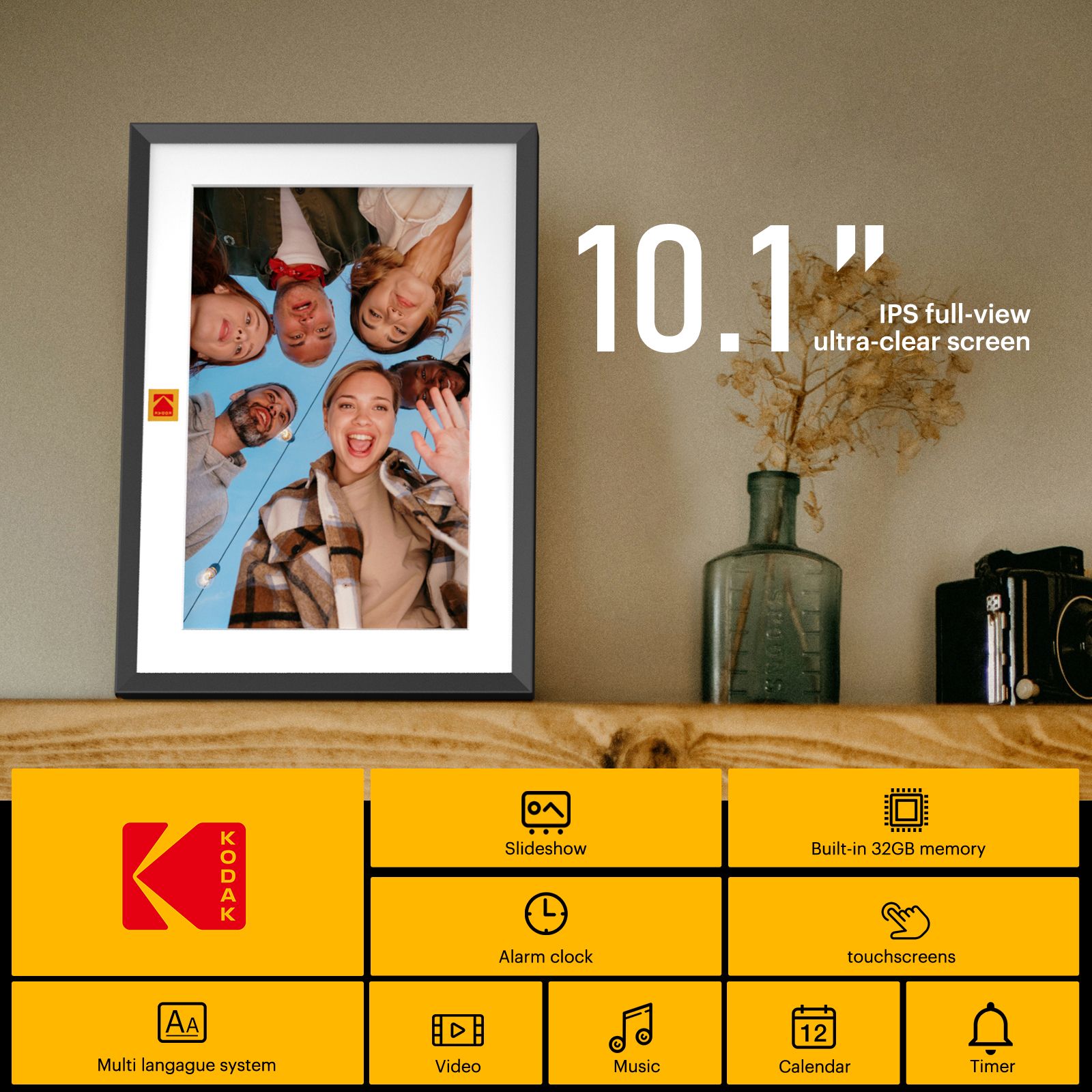 KODAK 10 Inch Digital Photo Frame Multifunctional with WIFI Enabled Picture Frame