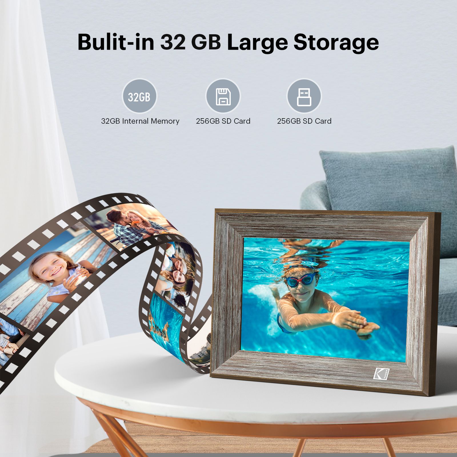 KODAK Digital Photo Frames 10-Inch / Wi-Fi Enabled/Photo Albums/Picture Multifunctional Digital Picture Frame