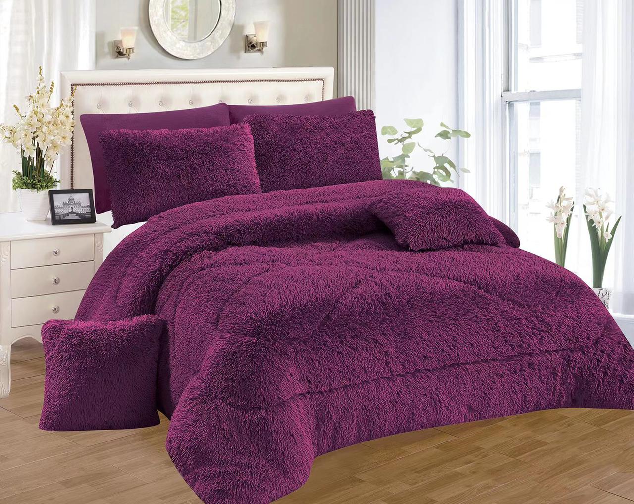 6 Pcs Quality Affordable Fluffy Duvet Set, Velvet plush Fluffy Duvet Set (1 Pc Fluffy 6*7 Duvet,1 Pc Bedsheet,2Pcs Pillow Cases,2 Pcs Throw Pillow Cover)