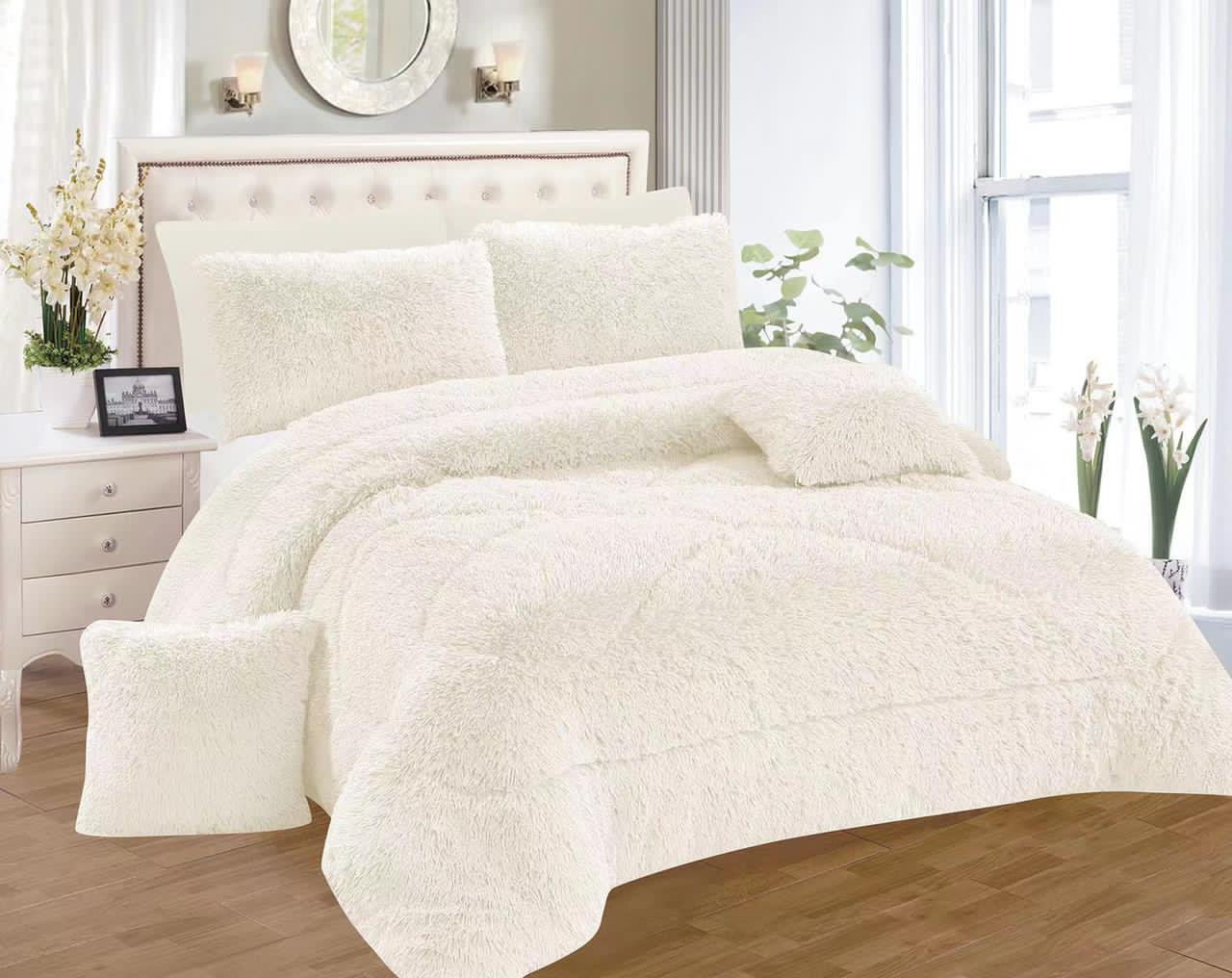 6 Pcs Quality Affordable Fluffy Duvet Set, Velvet plush Fluffy Duvet Set (1 Pc Fluffy 6*7 Duvet,1 Pc Bedsheet,2Pcs Pillow Cases,2 Pcs Throw Pillow Cover)