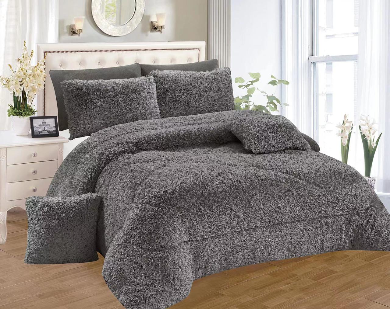 6 Pcs Quality Affordable Fluffy Duvet Set, Velvet plush Fluffy Duvet Set (1 Pc Fluffy 6*7 Duvet,1 Pc Bedsheet,2Pcs Pillow Cases,2 Pcs Throw Pillow Cover)