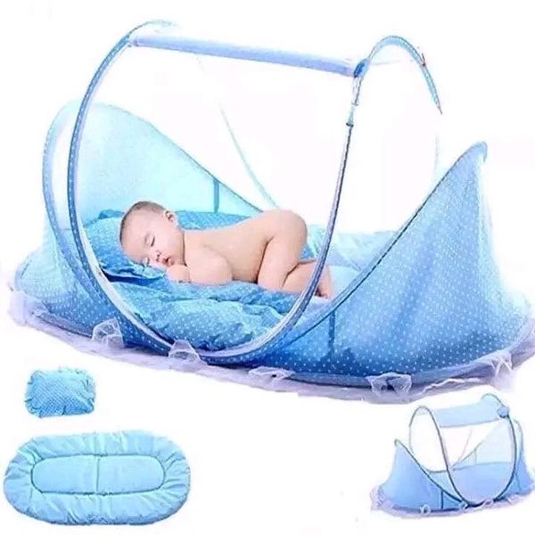 Portable Foldable Baby Sleeping Nest Cot with Mosquito Net | Travel Bed for Newborns | Lightweight Baby Bassinet in Pink & Blue