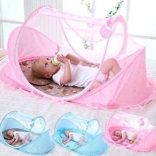 Portable Foldable Baby Sleeping Nest Cot with Mosquito Net | Travel Bed for Newborns | Lightweight Baby Bassinet in Pink & Blue