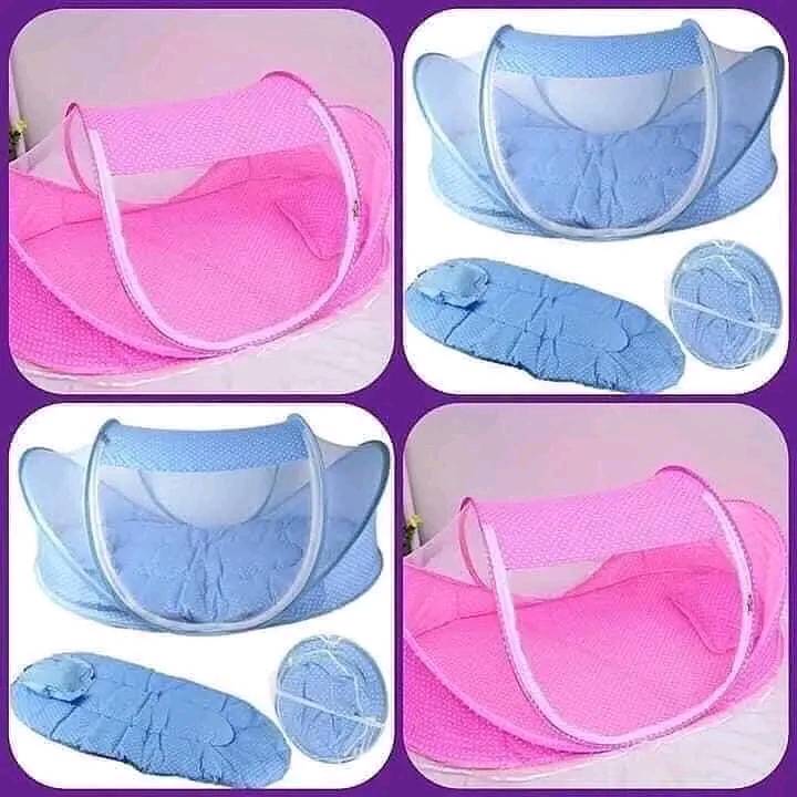 Portable Foldable Baby Sleeping Nest Cot with Mosquito Net | Travel Bed for Newborns | Lightweight Baby Bassinet in Pink & Blue