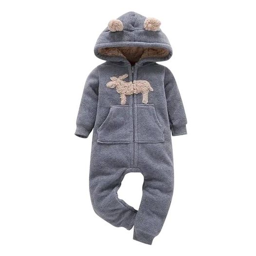 Unisex Grey Fleece Rompers