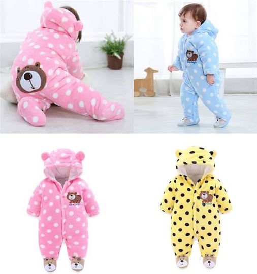 Unisex Warm Heavy Hooded Baby Rompers