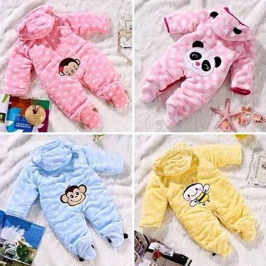 Unisex Warm Heavy Hooded Baby Rompers