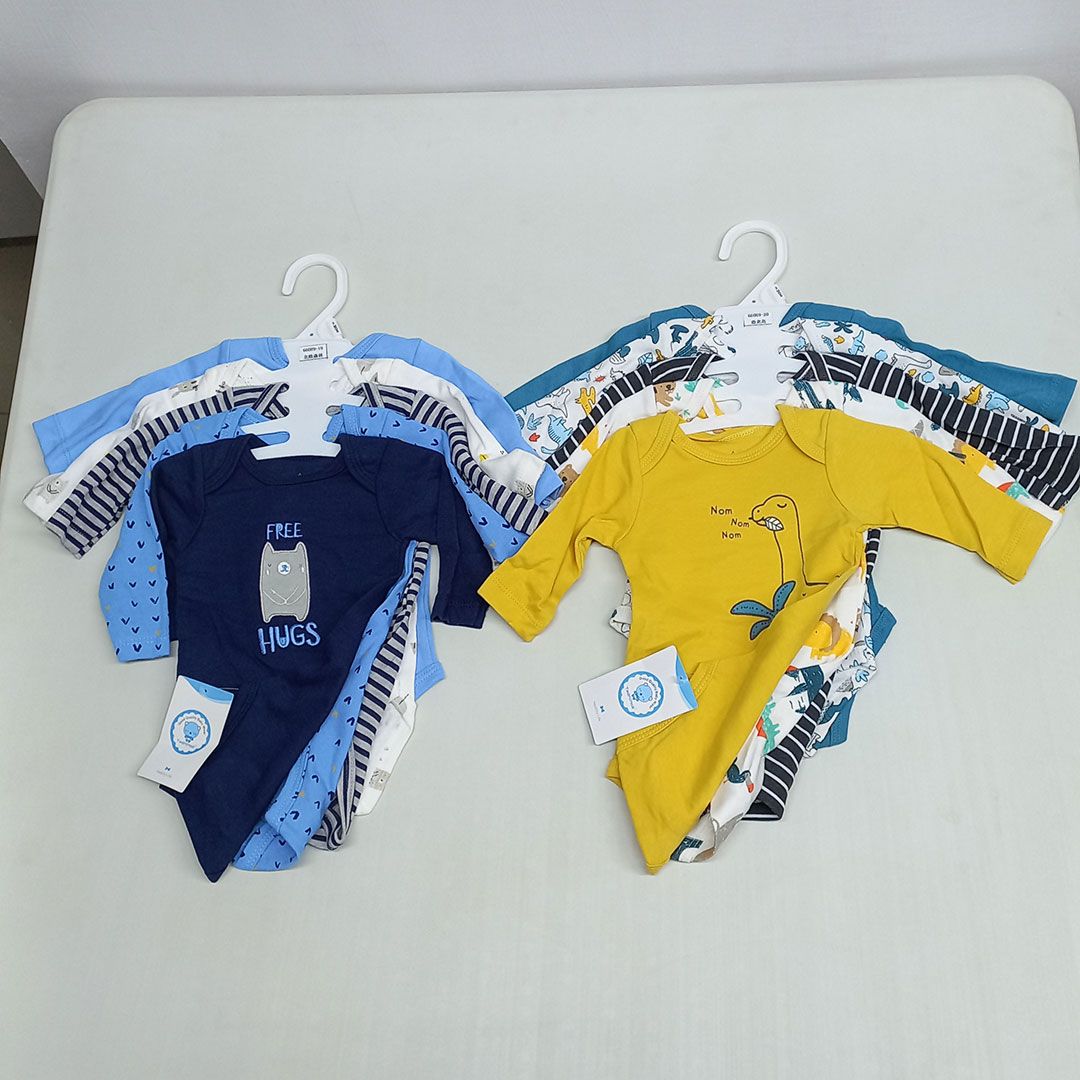 5PCs Cutest Baby Newborn Cotton short/Long-sleeve Baby Boy Onesies/Bodysuit/sleepsuit Blue 0-3 Months