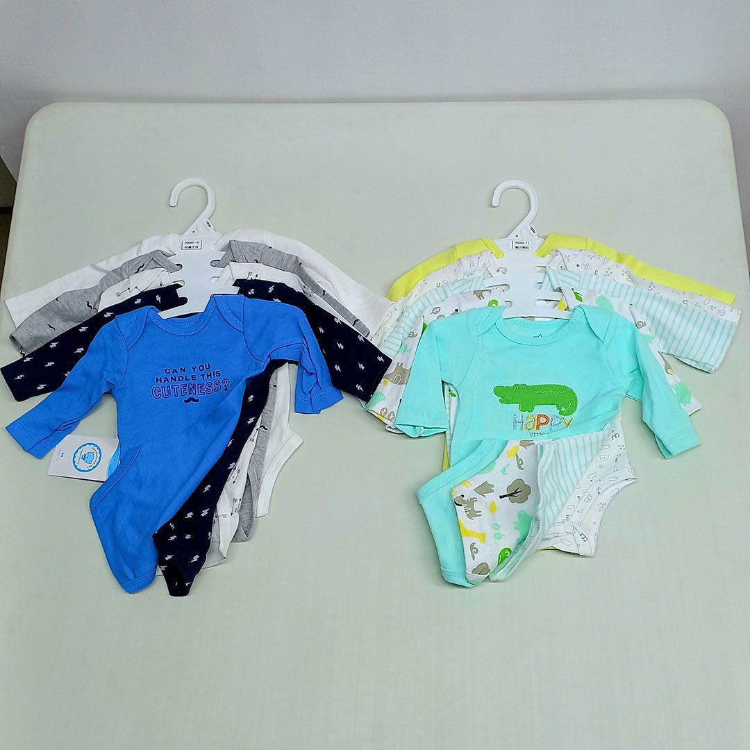 5PCs Cutest Baby Newborn Cotton short/Long-sleeve Baby Boy Onesies/Bodysuit/sleepsuit Blue 0-3 Months
