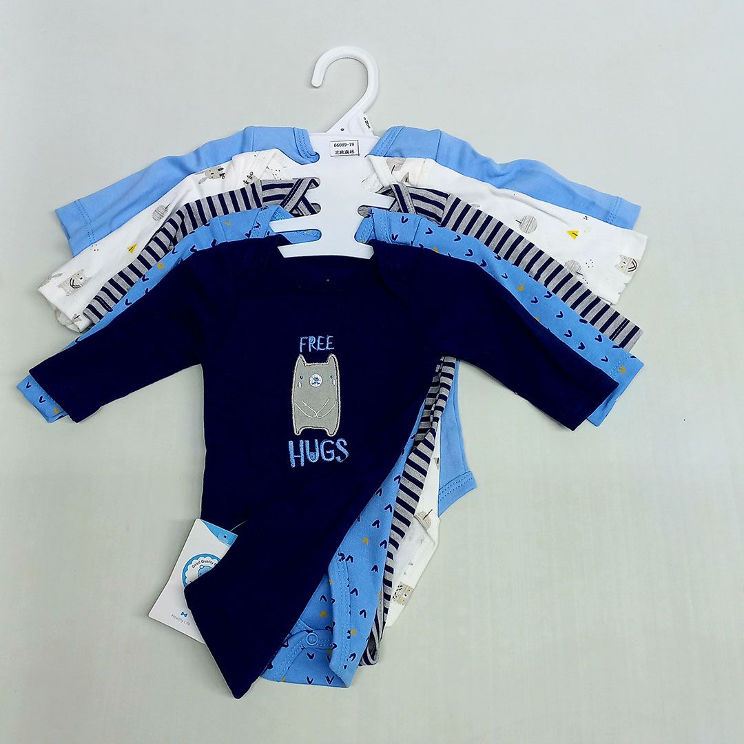5PCs Cutest Baby Newborn Cotton short/Long-sleeve Baby Boy Onesies/Bodysuit/sleepsuit Blue 0-3 Months