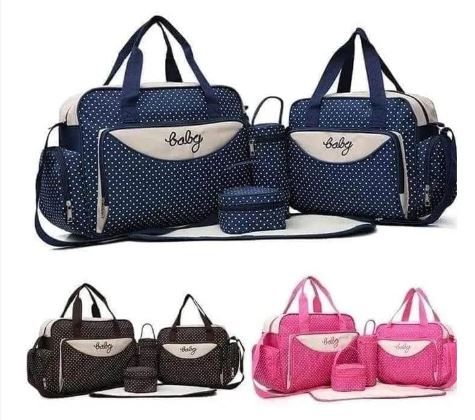 Best Deal – 5-in-1 Baby Diaper Bag Set with Changing Pad | Travel Mummy Bag Combo in Maroon, Navy Blue & Pink | Stylish & Functional Baby Organizer