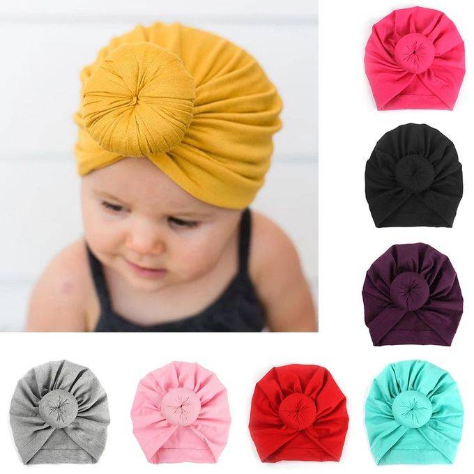 Cute Baby Turban Hat for Girls | Soft Cotton Knotted Head Wrap for Newborns & Toddlers | Stylish Baby Girl Beanie for Everyday Wear