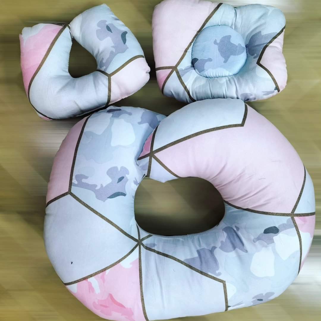 3-in-1 Nursing Pillow with Head Pillow and Neck Support – Comfortable for Breastfeeding, Bottle Feeding and Baby Sitting