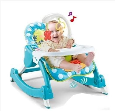 3-in-1 Baby Rocker | Infant-to-Toddler Convertible Rocking Chair with Music, Vibration & Safety Harness | Kal Kids Collection