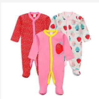 3-Pack Assorted Baby Sleepsuits | Soft Cotton Zip-Up Rompers for Boys, Girls & Unisex | Comfortable & Breathable Sleepwear for Newborns & Infants