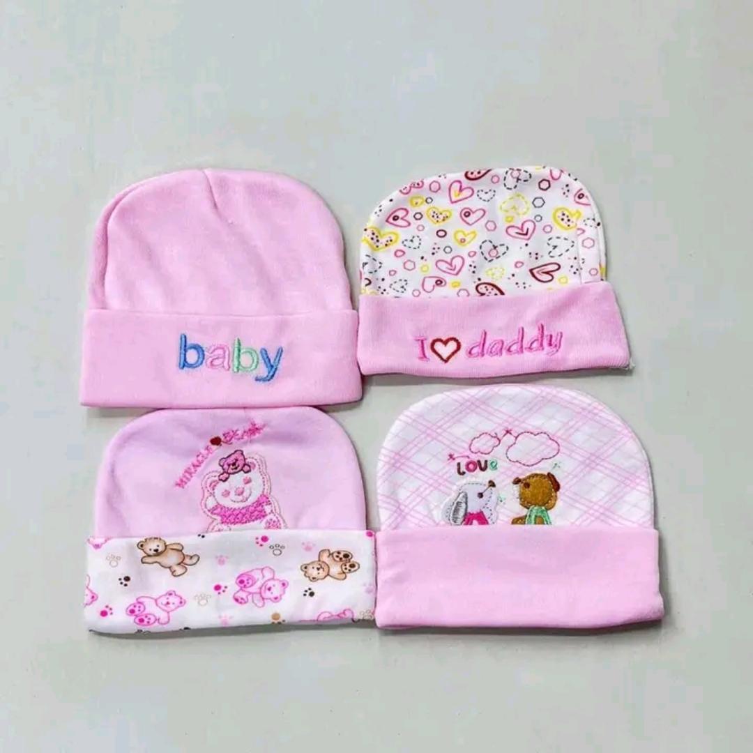 Best Deal – 4-Piece Baby Caps Set for Newborns | Soft, Breathable & Stretchy Cotton Hats | Perfect for Boys, Girls & Unisex – Warm & Gentle