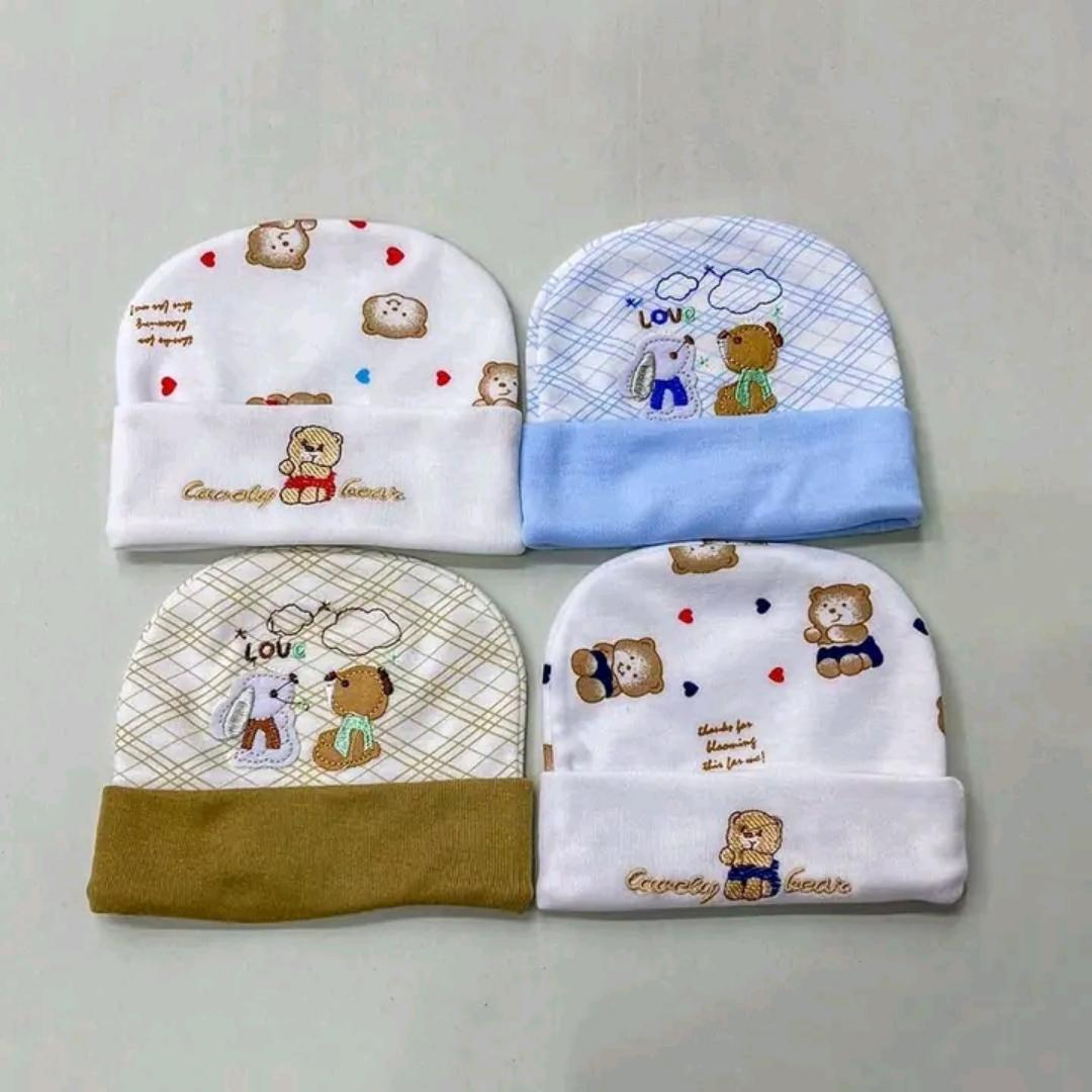 Best Deal – 4-Piece Baby Caps Set for Newborns | Soft, Breathable & Stretchy Cotton Hats | Perfect for Boys, Girls & Unisex – Warm & Gentle