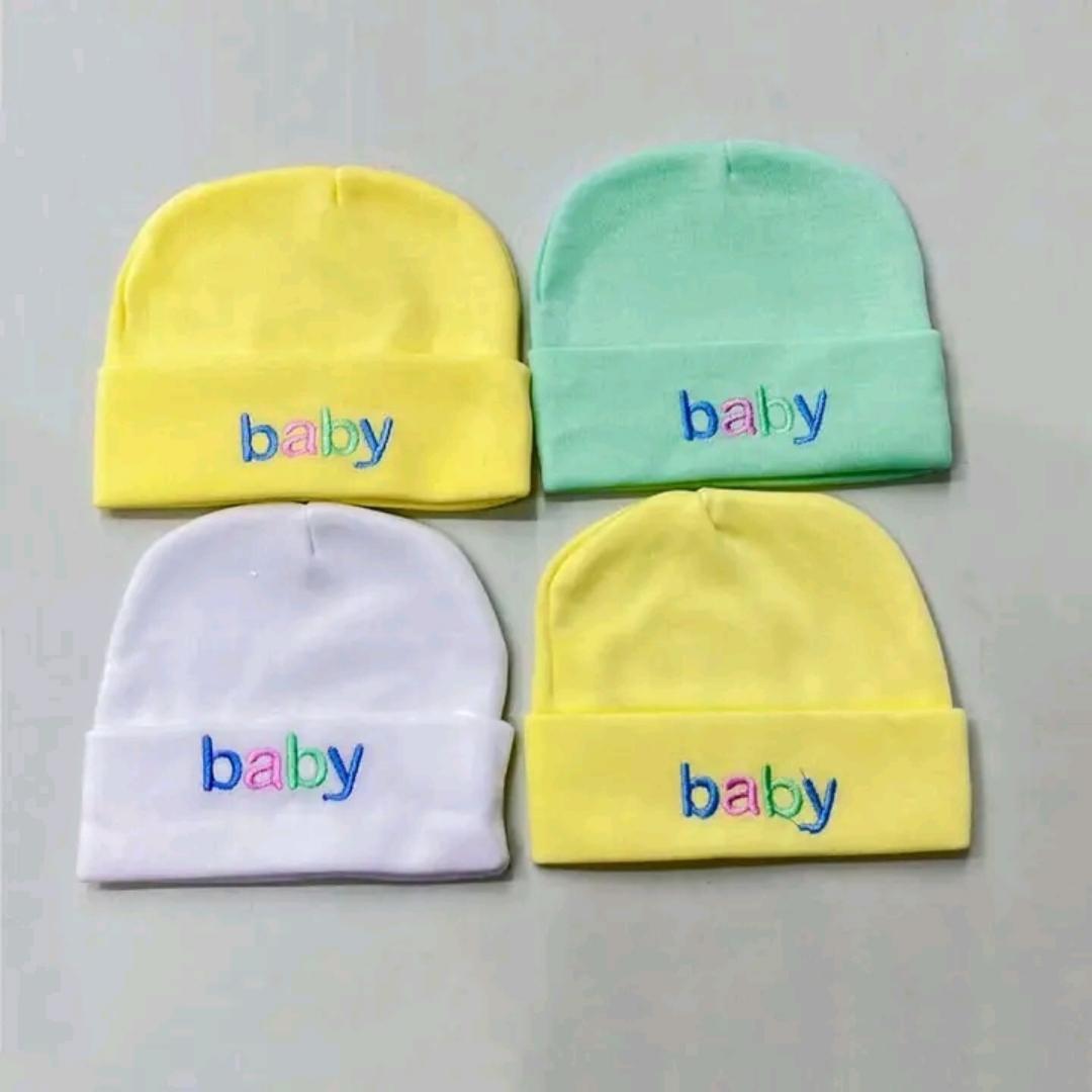 Best Deal – 4-Piece Baby Caps Set for Newborns | Soft, Breathable & Stretchy Cotton Hats | Perfect for Boys, Girls & Unisex – Warm & Gentle