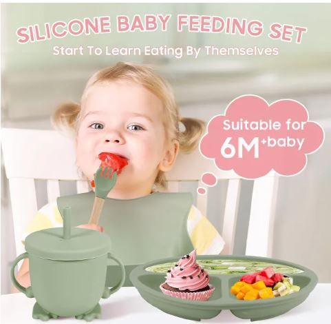 Silicone Baby Feeding and Weaning Set – Soft, Safe & BPA-Free for Toddlers and Infants