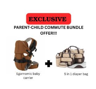 Ultimate Parent–Child Travel Bundle – Ergonomic Baby Carrier with Hood & Versatile 5-in-1 Diaper Bag System