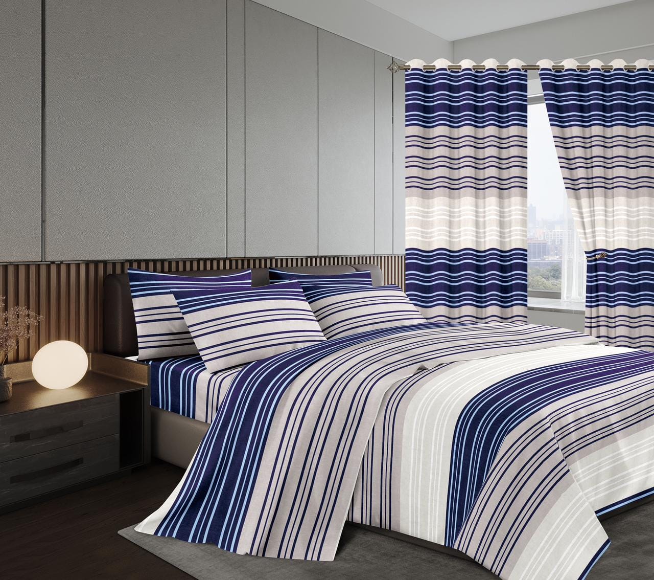 7 piece woolen duvet and curtain set