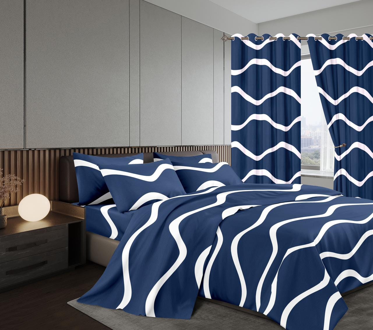 7 piece woolen duvet and curtain set