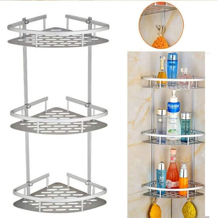 3 layer 3 arm aluminium corner shelf