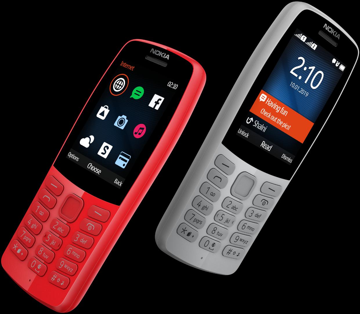 Nokia 210 phone ; Dual sim cards, Camera,  Flashlight and Torch, 1020mAh battery, Supports upto 32gb Memory card, 16MB internal storage, Bluetooth,  FM Radio, USB charging, Games and Mp3 player