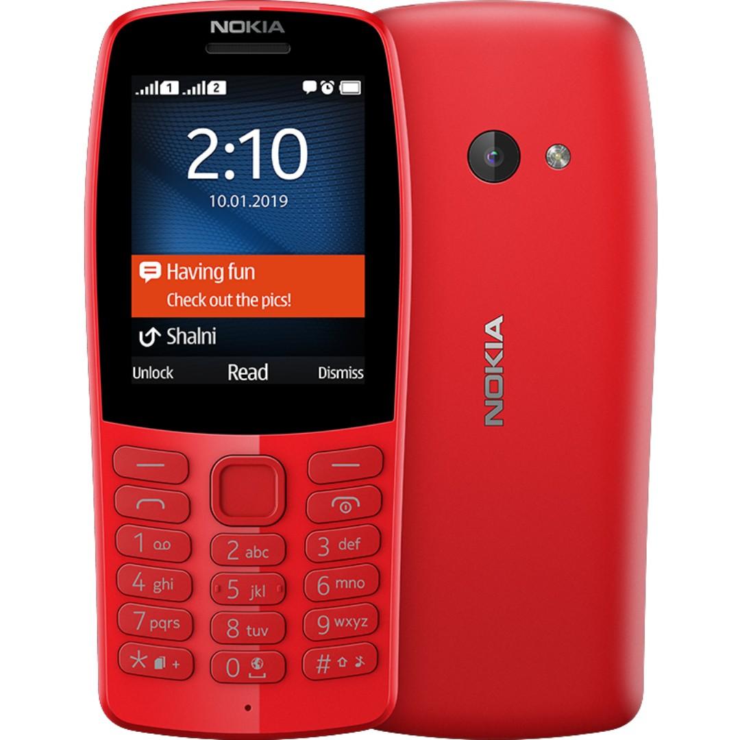 Nokia 210 phone ; Dual sim cards, Camera,  Flashlight and Torch, 1020mAh battery, Supports upto 32gb Memory card, 16MB internal storage, Bluetooth,  FM Radio, USB charging, Games and Mp3 player