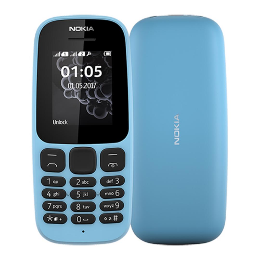 NOKIA 105.  Display 1.77′
Dual sim
Internal:4MB 4MB RAM
Resolution:120*160 pixels
Fm radio
800mAh removable battery
3.5mm Jack
New island keymat with separated keys for greater usability
Tough polycar