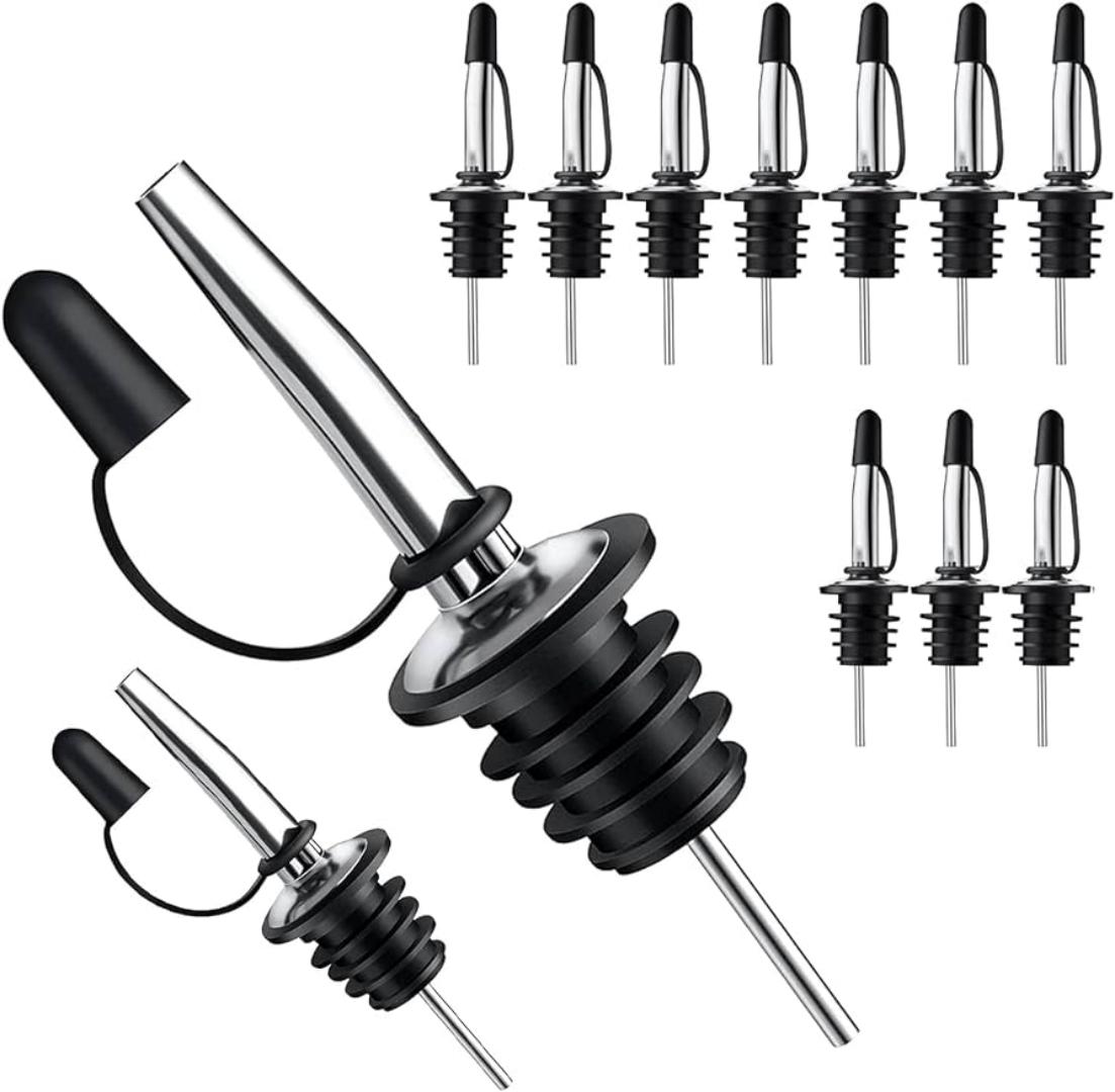 BARTENDER POUR SPOUTS/ WINE POURERS/BOTTLE SPOUTS/designed to stay intact while being removed from snug or sticky bottlenecks—no more prying. Now available in 8 industry-friendly tones, these workhor