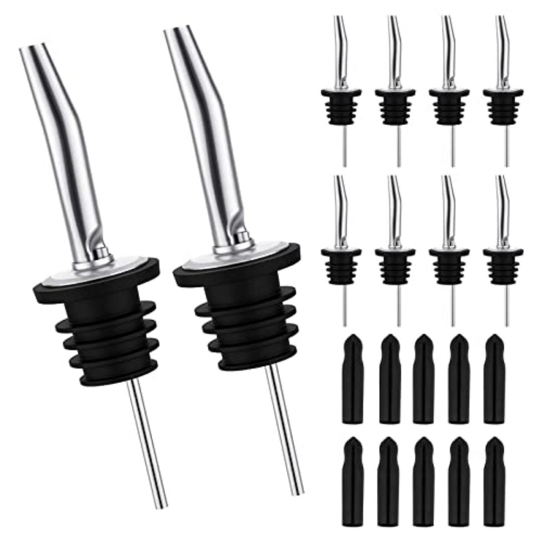 BARTENDER POUR SPOUTS/ WINE POURERS/BOTTLE SPOUTS/designed to stay intact while being removed from snug or sticky bottlenecks—no more prying. Now available in 8 industry-friendly tones, these workhor