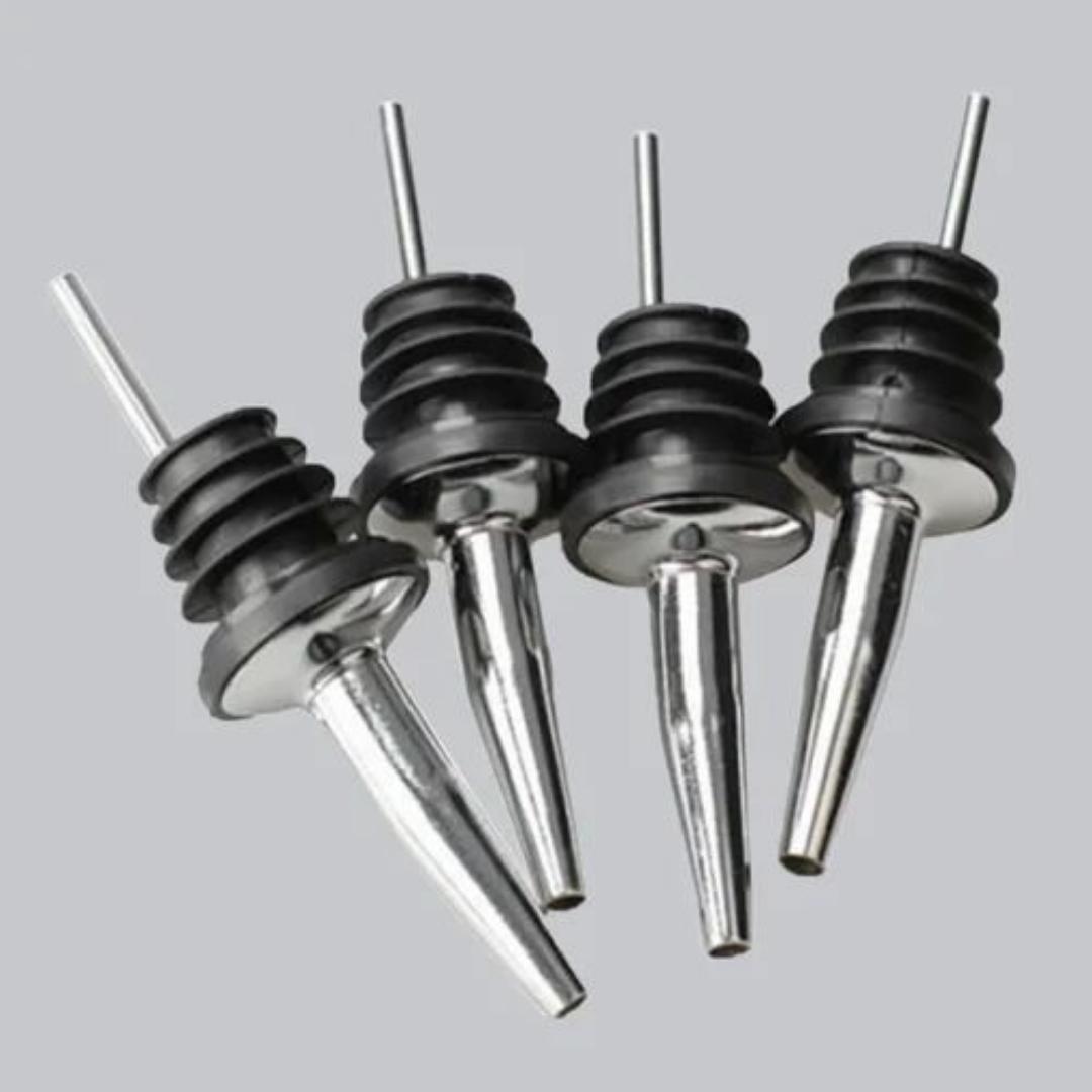 BARTENDER POUR SPOUTS/ WINE POURERS/BOTTLE SPOUTS/designed to stay intact while being removed from snug or sticky bottlenecks—no more prying. Now available in 8 industry-friendly tones, these workhor