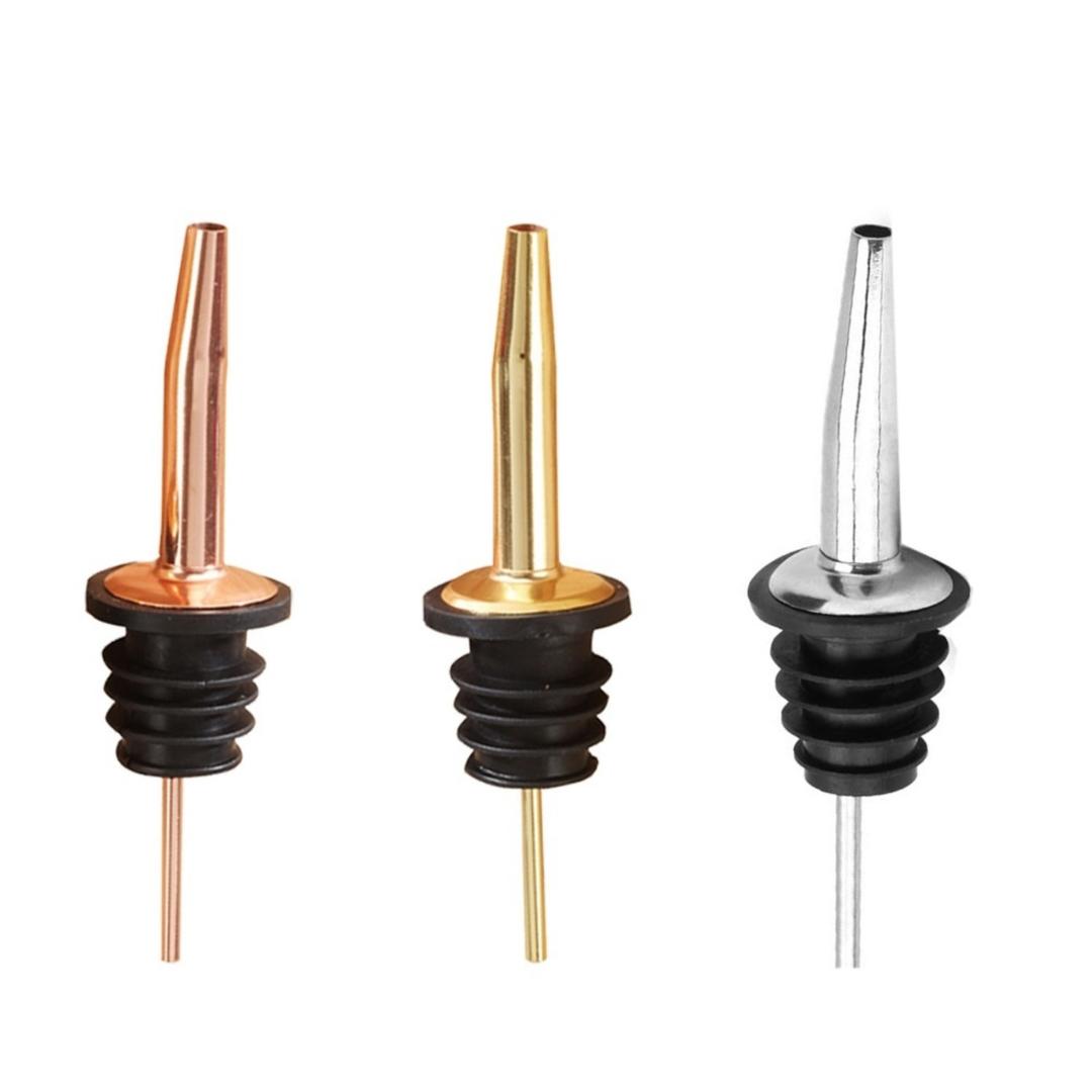 BARTENDER POUR SPOUTS/ WINE POURERS/BOTTLE SPOUTS/designed to stay intact while being removed from snug or sticky bottlenecks—no more prying. Now available in 8 industry-friendly tones, these workhor