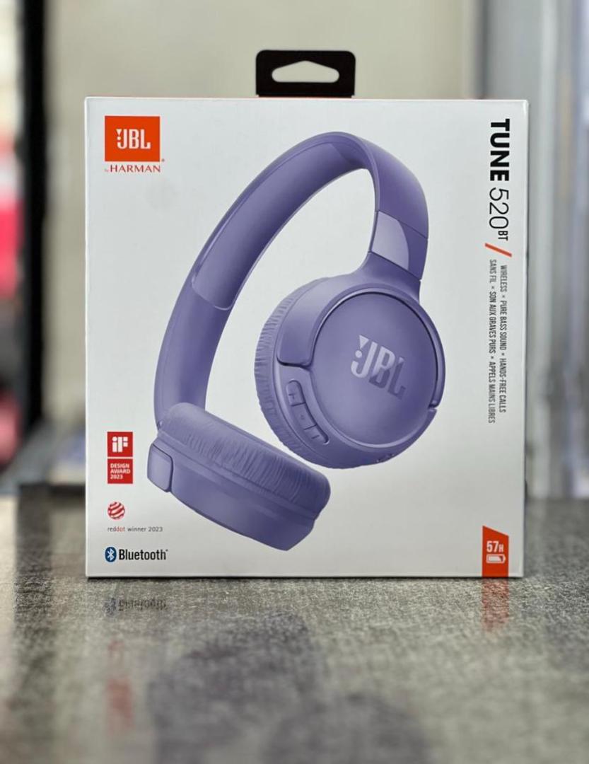 JBL 520 BT Pure Bass Wireless Headphones-Black/Purple