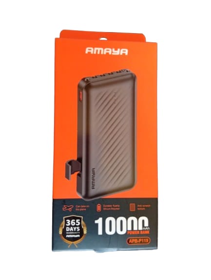 Amaya APB-P119 10,000mAh Power Bank with Built in Cables