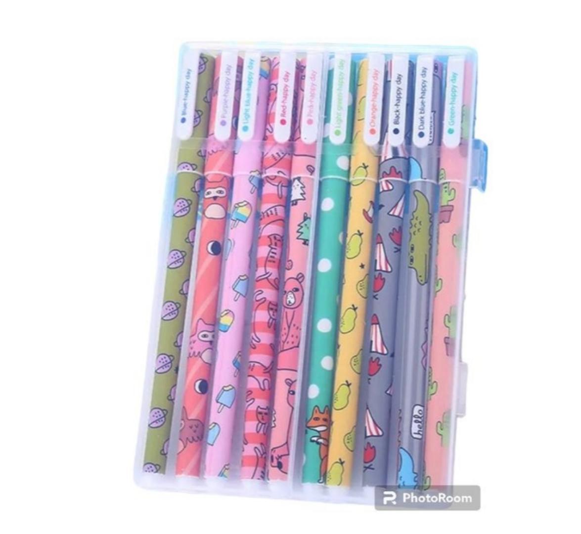 set of 10 pieces gel pens for journaling.