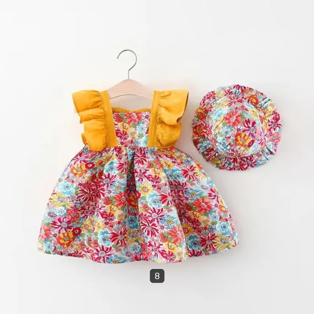 kids sun dresses with hat