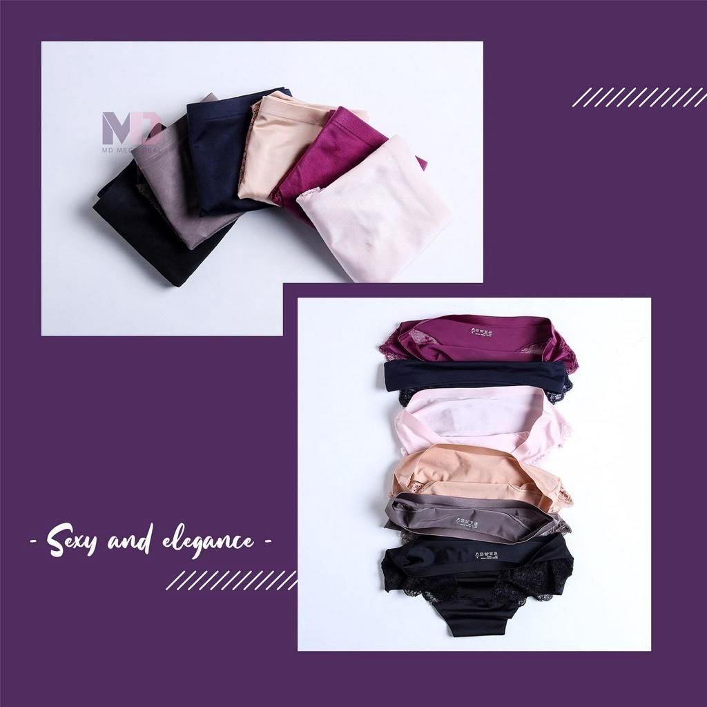 5Pcs Girl Soft Lace Panties Ice Silk Seamless Plus Size Underwear Women Briefs Underpants