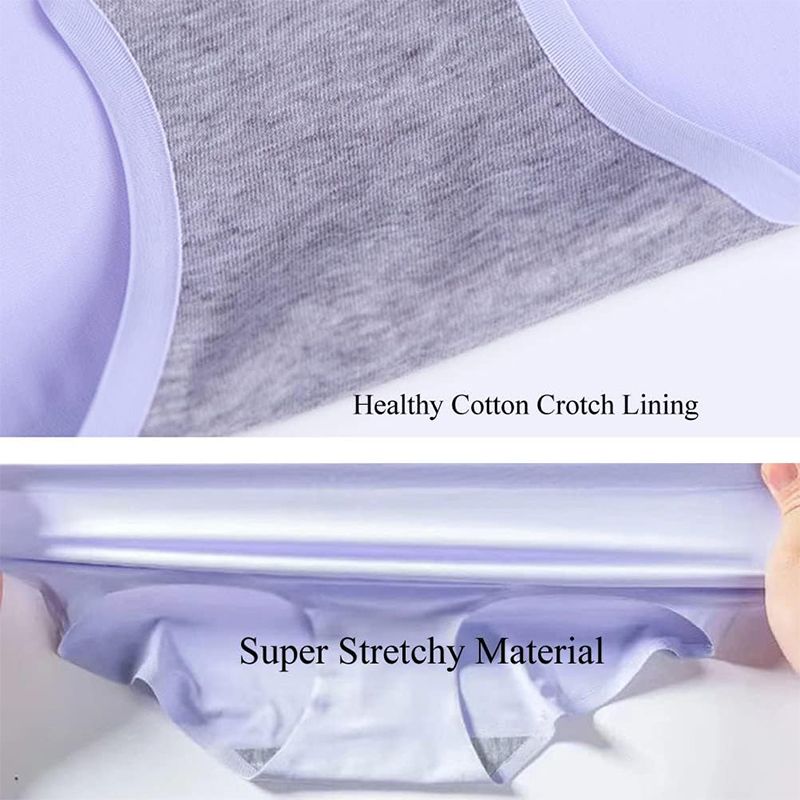 6Pcs Women's Seamless Briefs Comfort Ice Silk Underwear Multipack Mid Waist Laser Cut No Show Panties